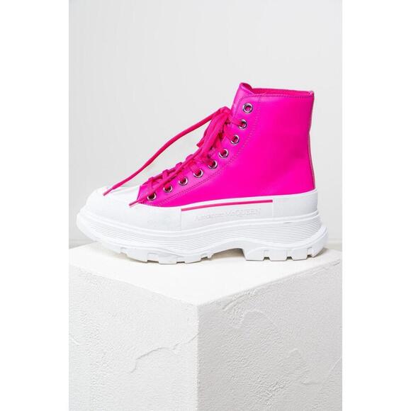 Alexander McQueen Bright Pink Chunky Platform High Top Sneaker - Picture 3 of 5